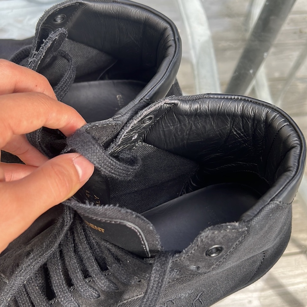 (SOLD) SAINT LAURENT SL/06 M Black Canvas and leather  distressed Sneakers - Picture 8 of 15